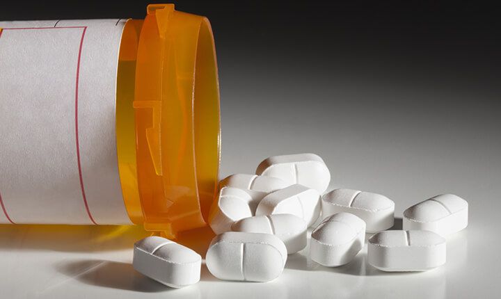 Bottle of pills knocked over